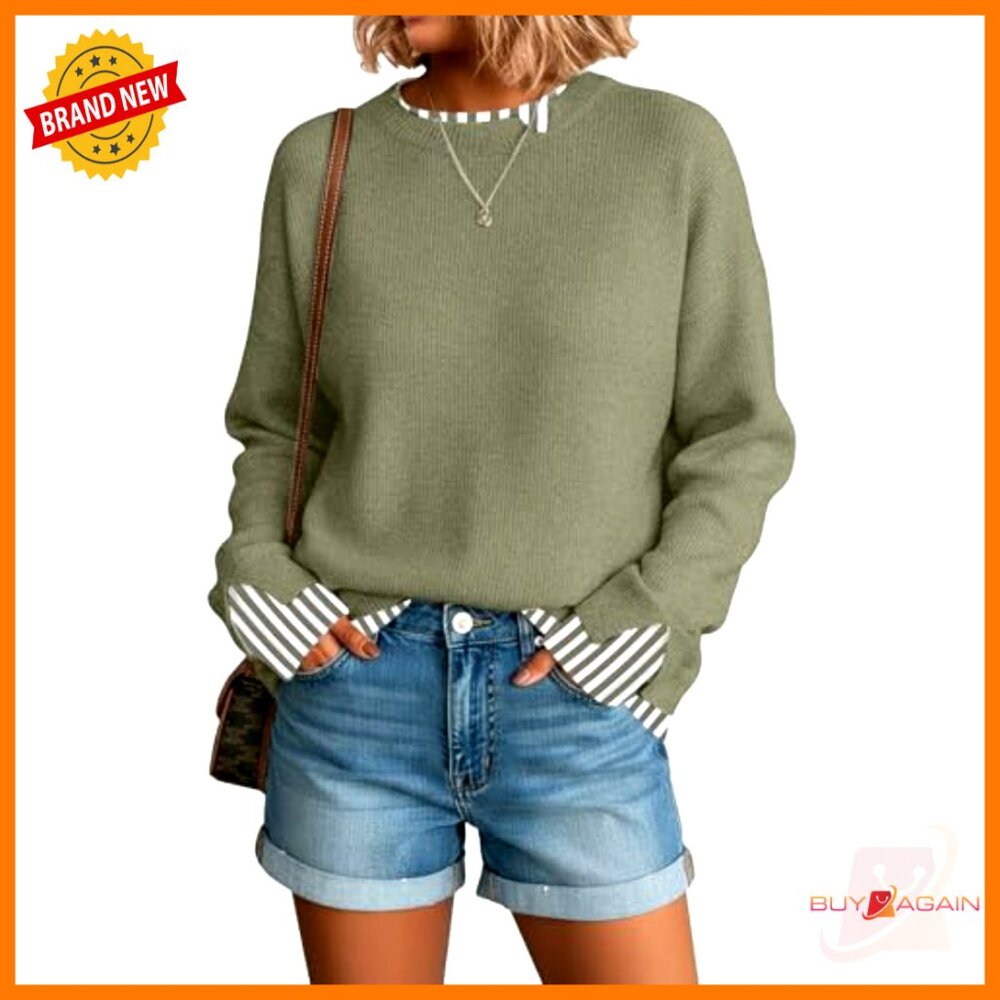 Oversized Knit Pullover Patchwork Ribbed Drop Sho… - image 4